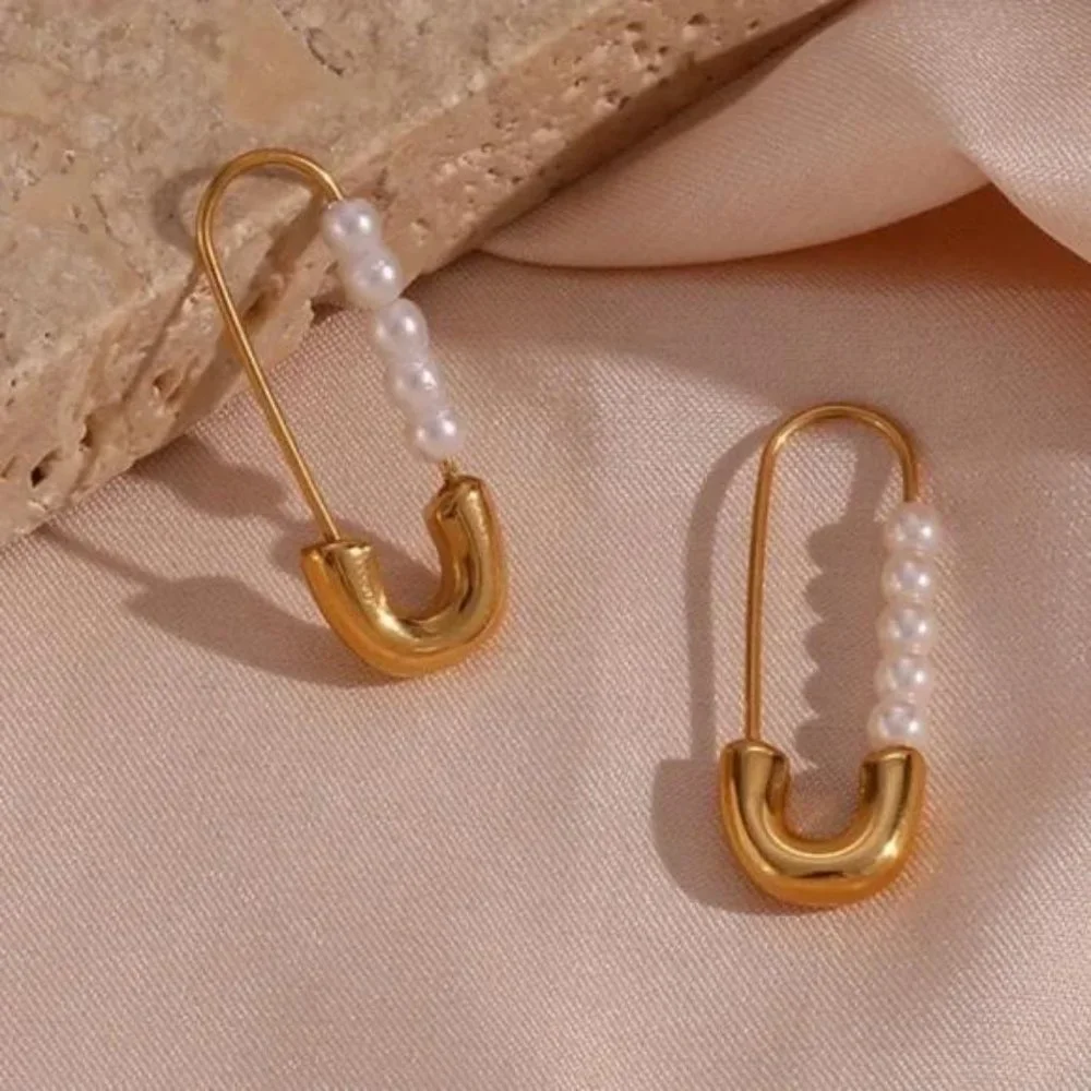 NEW 18K GOLD HOOP PEARL EARRINGS - Picture 5 of 6